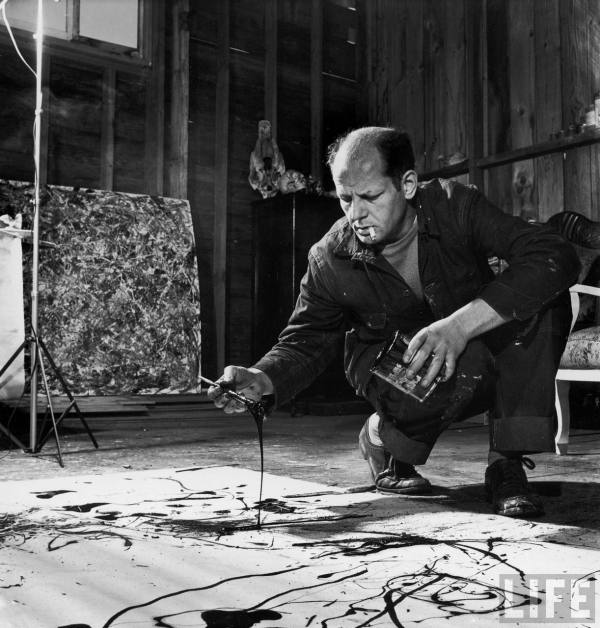 Jackson Pollack in his Springs, NY studio- 1949.