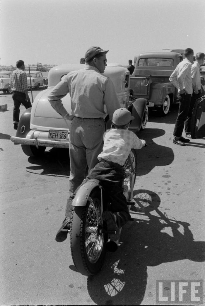 A most excellent father & son day at the Santa Ana Drag Strip-- late 50s.