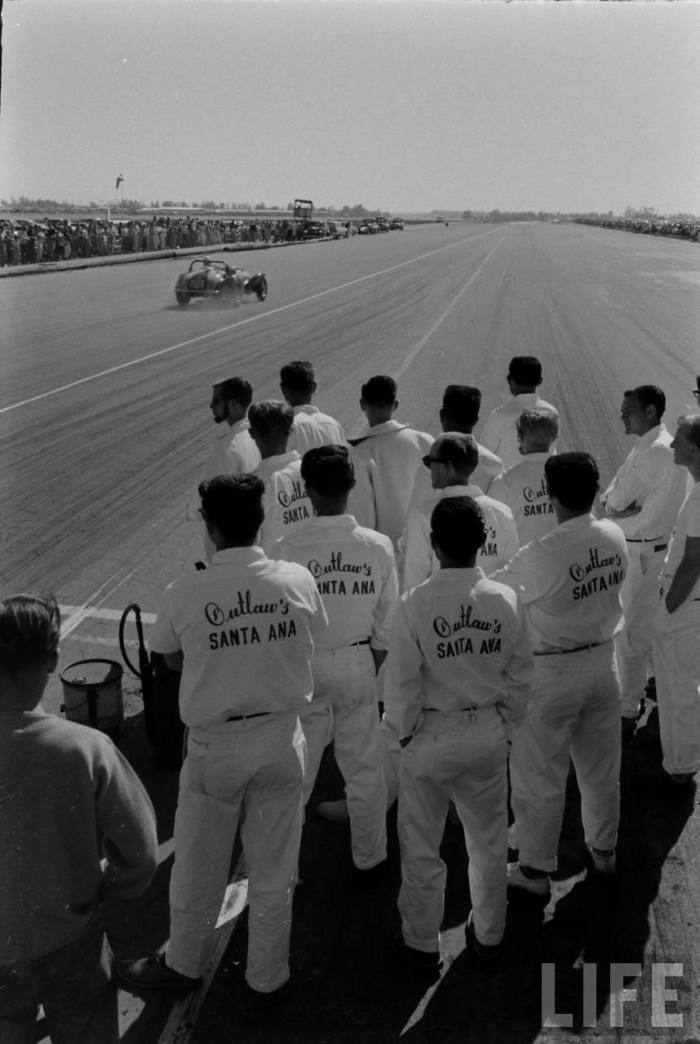 "Outlaws", there's a good, solid name-- Santa Ana Drag strip, late 50s. 