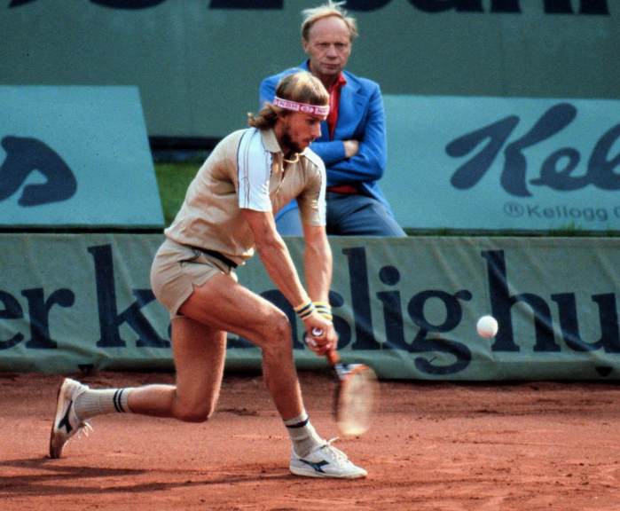 Bjorn Borg displaying his wicked double-handed backhand at the 1978 Davis Cup.