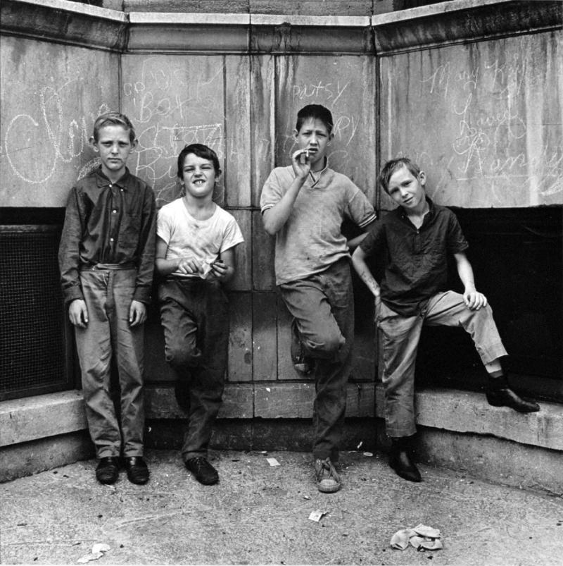 Four boys, Uptown, Chicago" Pictures from the New World by Danny Lyon  --1968.