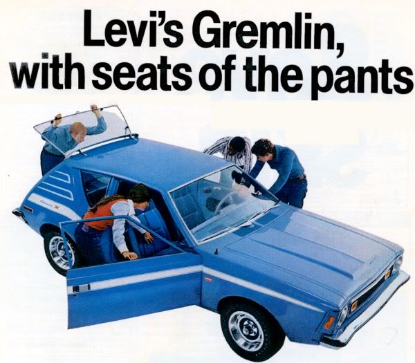 Back in the day (this ad from '72) you could get an AMC Gremlin with a denim interior by Levi's.